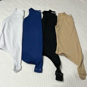 4 Size Medium High Collar Sleeveless Bodysuits